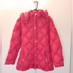 Tommy Hilfiger Red Puffer Coat with detachable hood and  belt for women/Size:XL